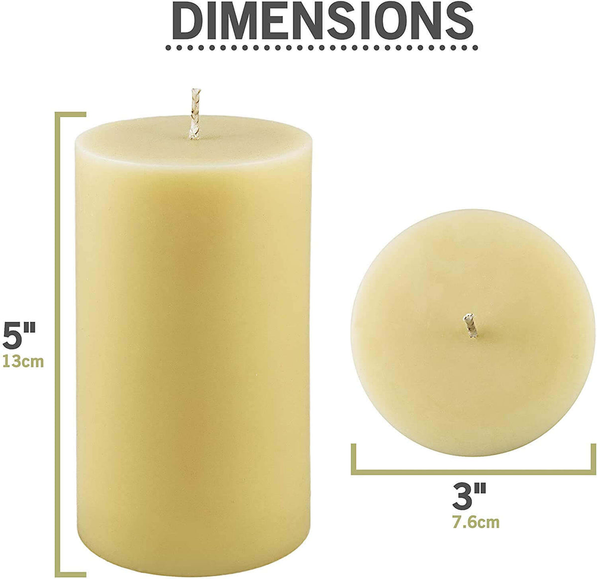 100% Pure Beeswax Pillar Candle-5” wide Beeswax Pillar Candle